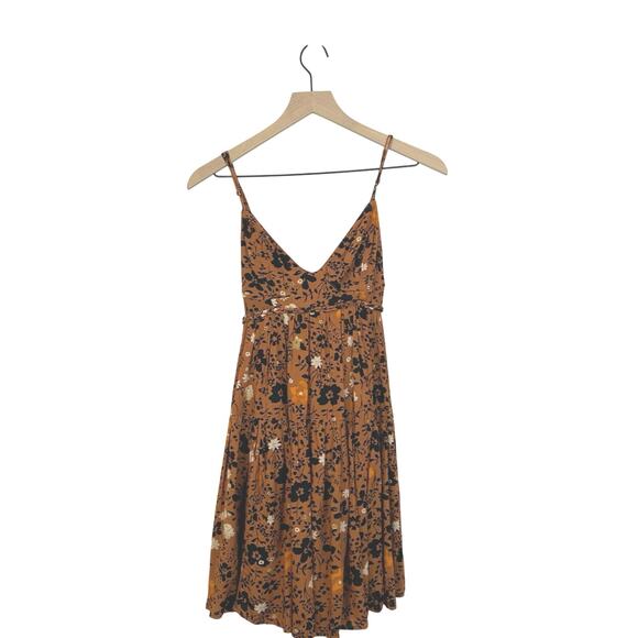 Free People x Revolve Kaley Mini Dress in Copper Combo Floral Mini Dress Sz 6 - Picture 2 of 9